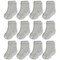 CozyWay Non-Slip Crew Grip Infant Socks, 12 Pack for Boys & Girls, Gray, 0-6 Months